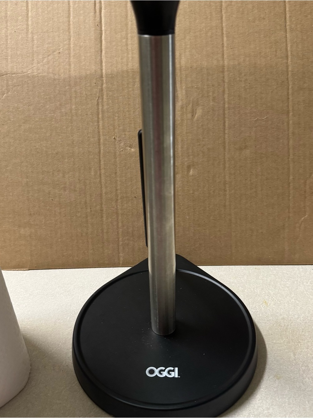 OGGI Black Paper Towel Stand with Stainless Post